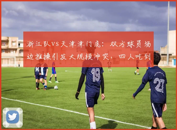 浙江队vs天津津门虎：双方球员场边推搡引发大规模冲突，四人吃到黄牌一人被罚下